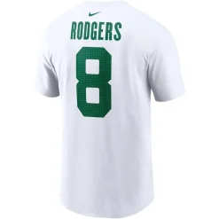 New York Jets T-Shirts | Men^Men's Nike Aaron Rodgers White Legacy Player Name & Number T-Shirt
