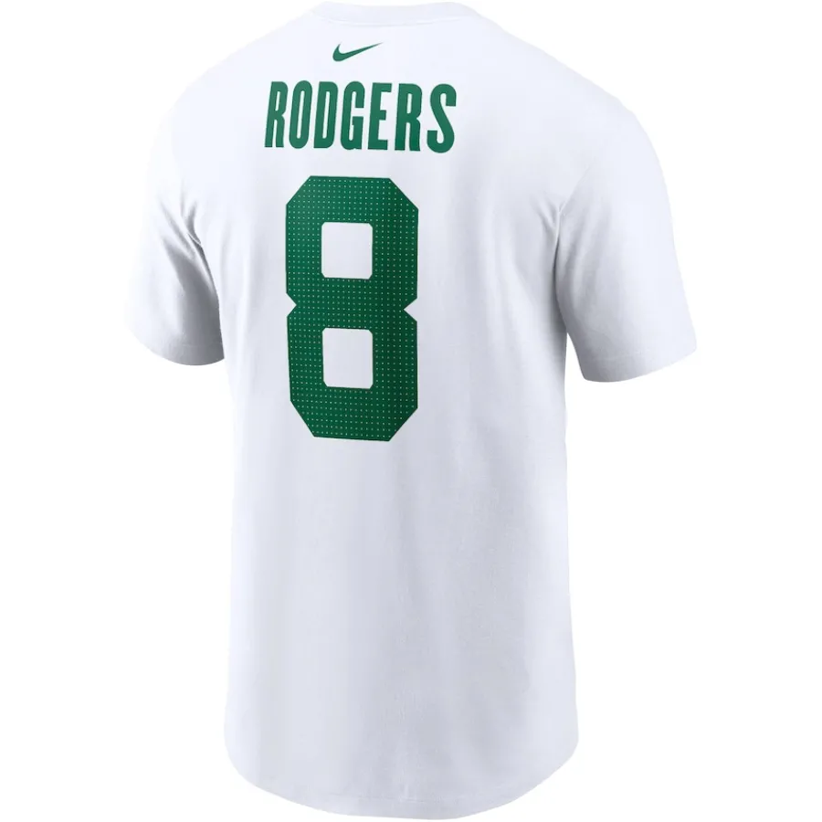 New York Jets T-Shirts | Men^Men's Nike Aaron Rodgers White Legacy Player Name & Number T-Shirt