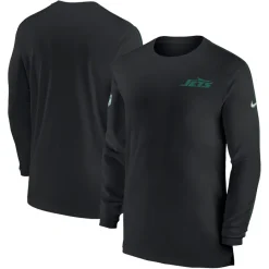 New York Jets Long Sleeved^Men's Nike Black Sideline Coach UV Performance Long Sleeve T-Shirt