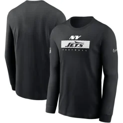 New York Jets T-Shirts | Men^Men's Nike Black Sideline Performance Long Sleeve T-Shirt