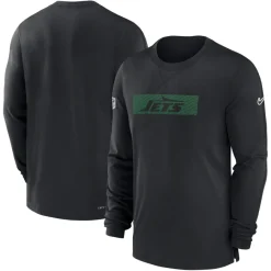 New York Jets T-Shirts | Men^Men's Nike Black Sideline Player Performance Long Sleeve T-Shirt