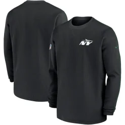 New York Jets T-Shirts | Men^Men's Nike Black 2024 Sideline Coaches Long Sleeve Top