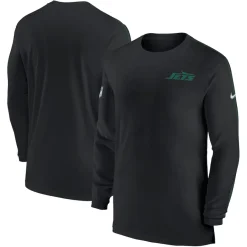 New York Jets Long Sleeved^Men's Nike Black Sideline Coach UV Performance Long Sleeve T-Shirt