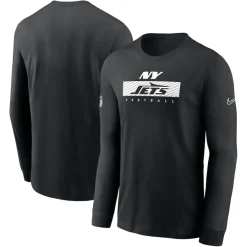 New York Jets T-Shirts | Men^Men's Nike Black Sideline Performance Long Sleeve T-Shirt