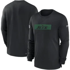 New York Jets T-Shirts | Men^Men's Nike Black Sideline Player Performance Long Sleeve T-Shirt