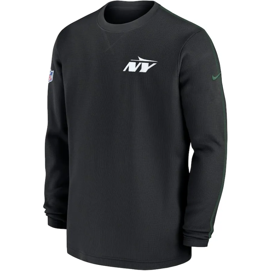 New York Jets T-Shirts | Men^Men's Nike Black 2024 Sideline Coaches Long Sleeve Top