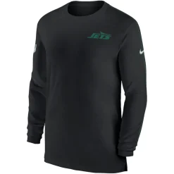 New York Jets Long Sleeved^Men's Nike Black Sideline Coach UV Performance Long Sleeve T-Shirt
