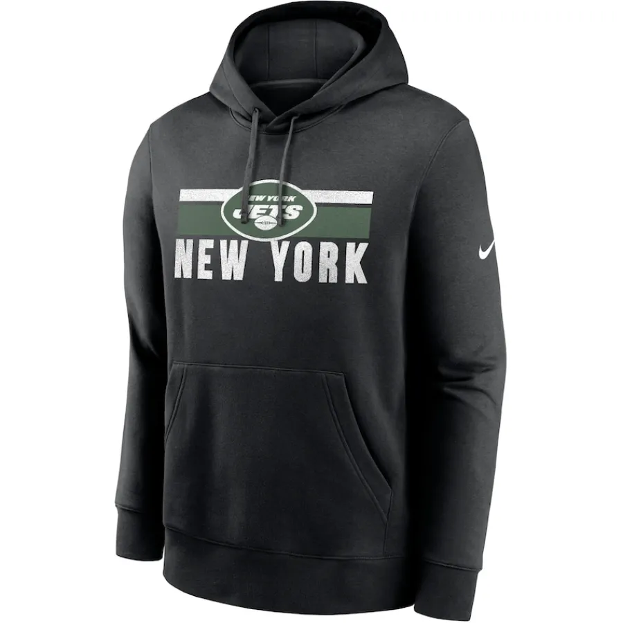 New York Jets Sweatshirts & Fleece | Men^Men's Nike Black Club Fleece Pullover Hoodie