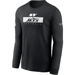New York Jets T-Shirts | Men^Men's Nike Black Sideline Performance Long Sleeve T-Shirt