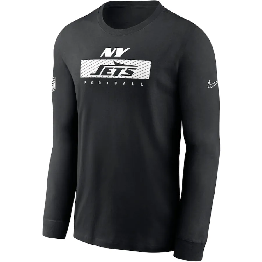 New York Jets T-Shirts | Men^Men's Nike Black Sideline Performance Long Sleeve T-Shirt