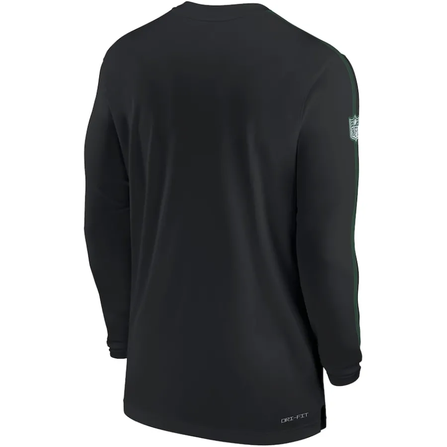 New York Jets Long Sleeved^Men's Nike Black Sideline Coach UV Performance Long Sleeve T-Shirt