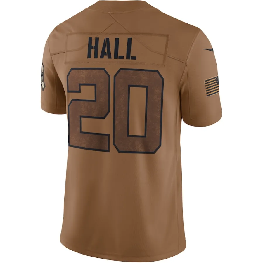 New York Jets Nike Limited^Men's Nike Breece Hall Brown Salute To Service Limited Jersey