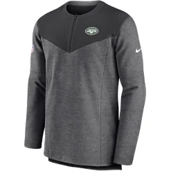 New York Jets Jackets | Sweatshirts & Fleece^Men's Nike Charcoal Sideline Lockup Performance Quarter-Zip Top