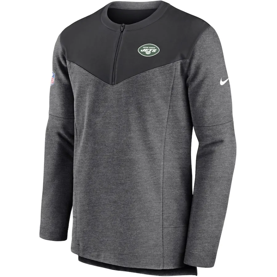 New York Jets Jackets | Sweatshirts & Fleece^Men's Nike Charcoal Sideline Lockup Performance Quarter-Zip Top