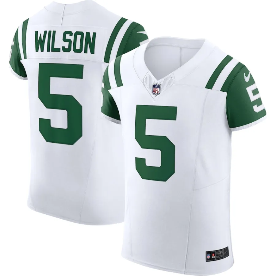 New York Jets Nike Elite^Men's Nike Garrett Wilson White Classic Alternate Vapor F.U.S.E. Elite Jersey