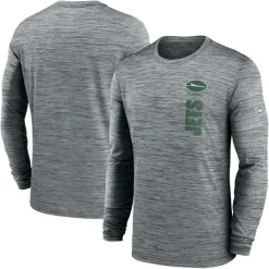 New York Jets T-Shirts | Men^Men's Nike Gray 2024 Sideline Velocity Performance Long Sleeve T-Shirt
