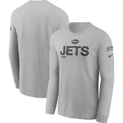 New York Jets T-Shirts | Men^Men's Nike Gray 2024 Salute To Service Long Sleeve T-Shirt