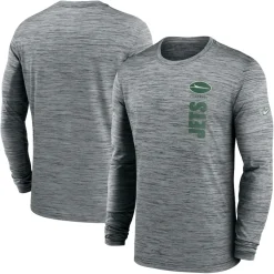 New York Jets T-Shirts | Men^Men's Nike Gray 2024 Sideline Velocity Performance Long Sleeve T-Shirt