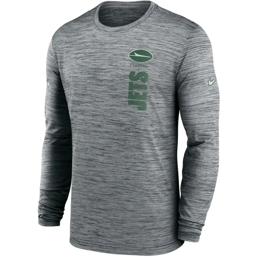 New York Jets T-Shirts | Men^Men's Nike Gray 2024 Sideline Velocity Performance Long Sleeve T-Shirt