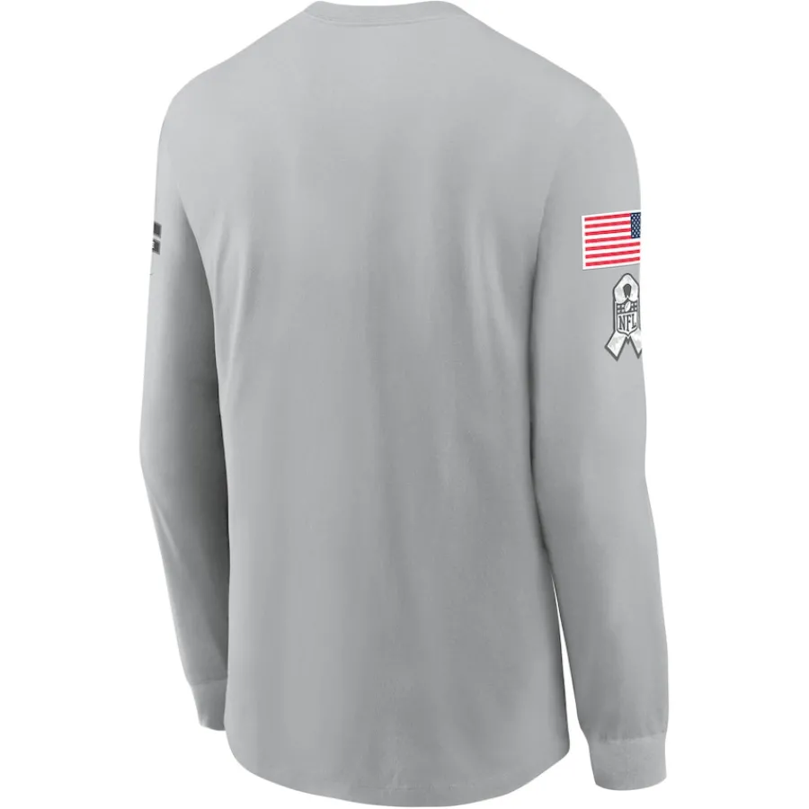 New York Jets T-Shirts | Men^Men's Nike Gray 2024 Salute To Service Long Sleeve T-Shirt