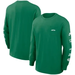 New York Jets Long Sleeved^Men's Nike Green Rewind Heavy Max 90 Pocket Long Sleeve T-Shirt