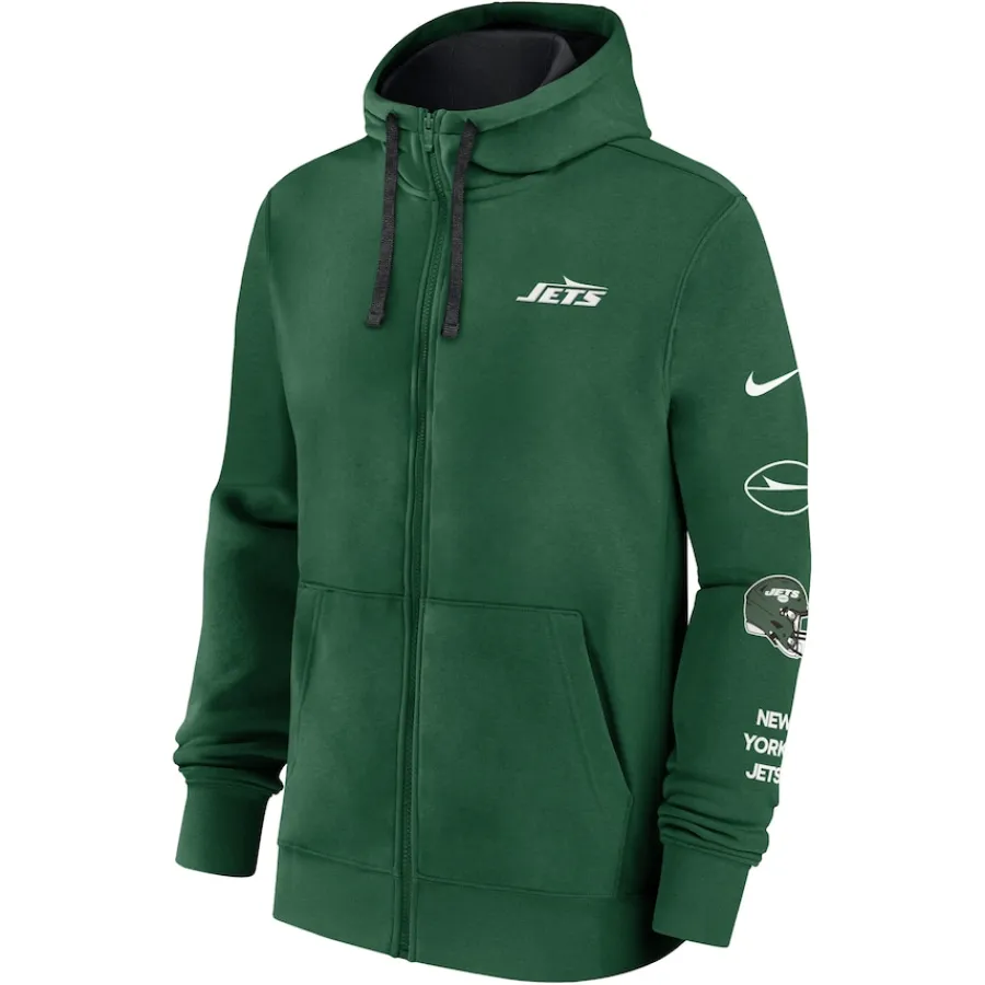 New York Jets Sweatshirts & Fleece | Men^Men's Nike Green Club Full-Zip Hoodie Jacket