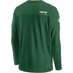 New York Jets Long Sleeved^Men's Nike Green Sideline Coach Chevron Lock Up Long Sleeve V-Neck Performance T-Shirt