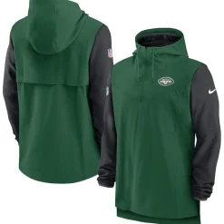 New York Jets Jackets | Sweatshirts & Fleece^Men's Nike Green/Black Sideline Player Quarter-Zip Hoodie