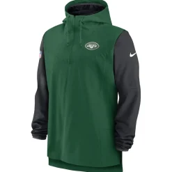 New York Jets Jackets | Sweatshirts & Fleece^Men's Nike Green/Black Sideline Player Quarter-Zip Hoodie