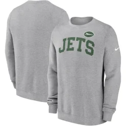 New York Jets Sweatshirts & Fleece | Men^Men's Nike Heather Gray Club Pullover Sweatshirt