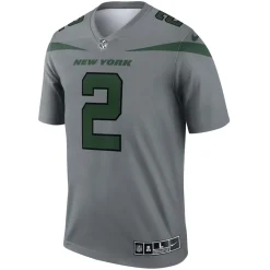 New York Jets Jerseys | Men^Men's Nike Zach Wilson Gray Inverted Legend Player Performance Top