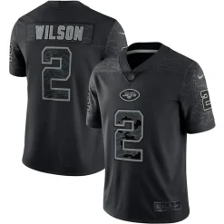 New York Jets Nike Limited^Men's Nike Zach Wilson Black RFLCTV Limited Jersey