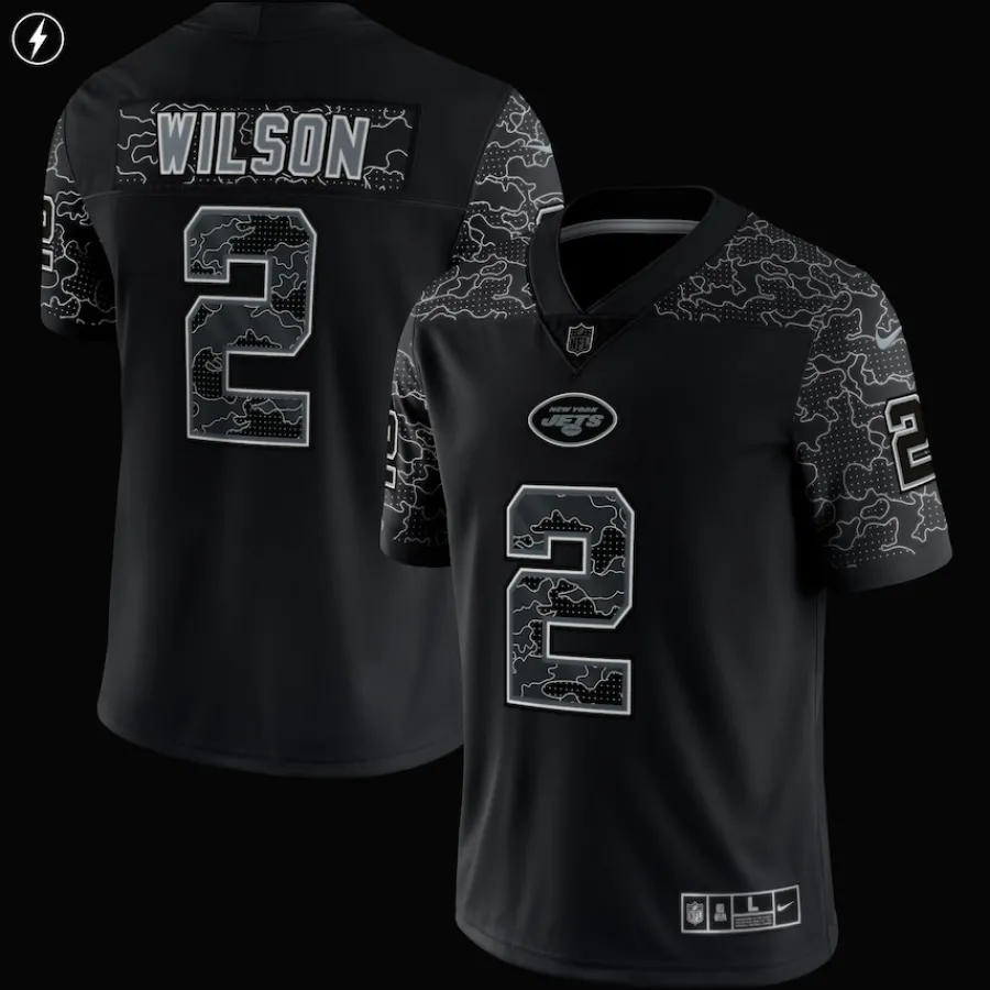 New York Jets Nike Limited^Men's Nike Zach Wilson Black RFLCTV Limited Jersey