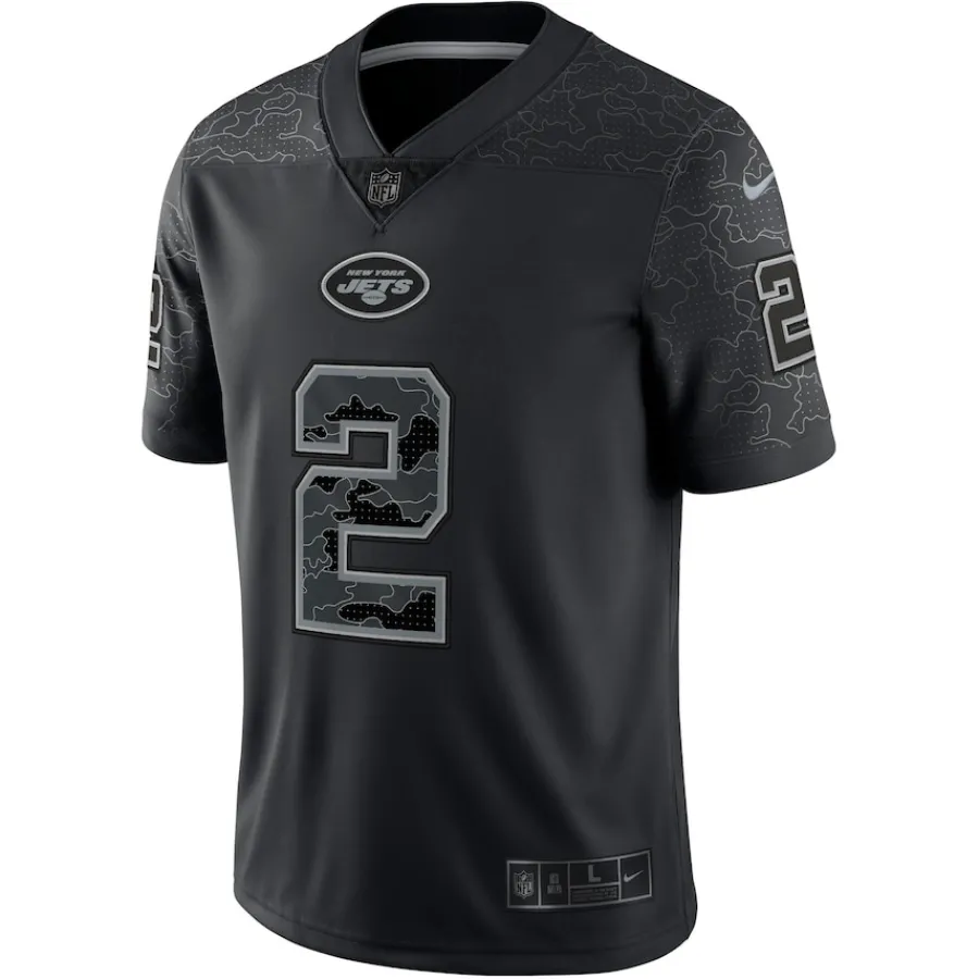 New York Jets Nike Limited^Men's Nike Zach Wilson Black RFLCTV Limited Jersey