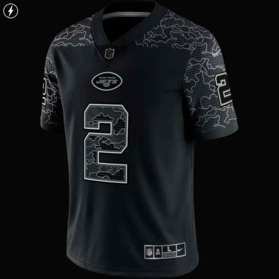 New York Jets Nike Limited^Men's Nike Zach Wilson Black RFLCTV Limited Jersey