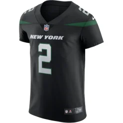 New York Jets Nike Elite^Men's Nike Zach Wilson Stealth Black Vapor Elite Jersey