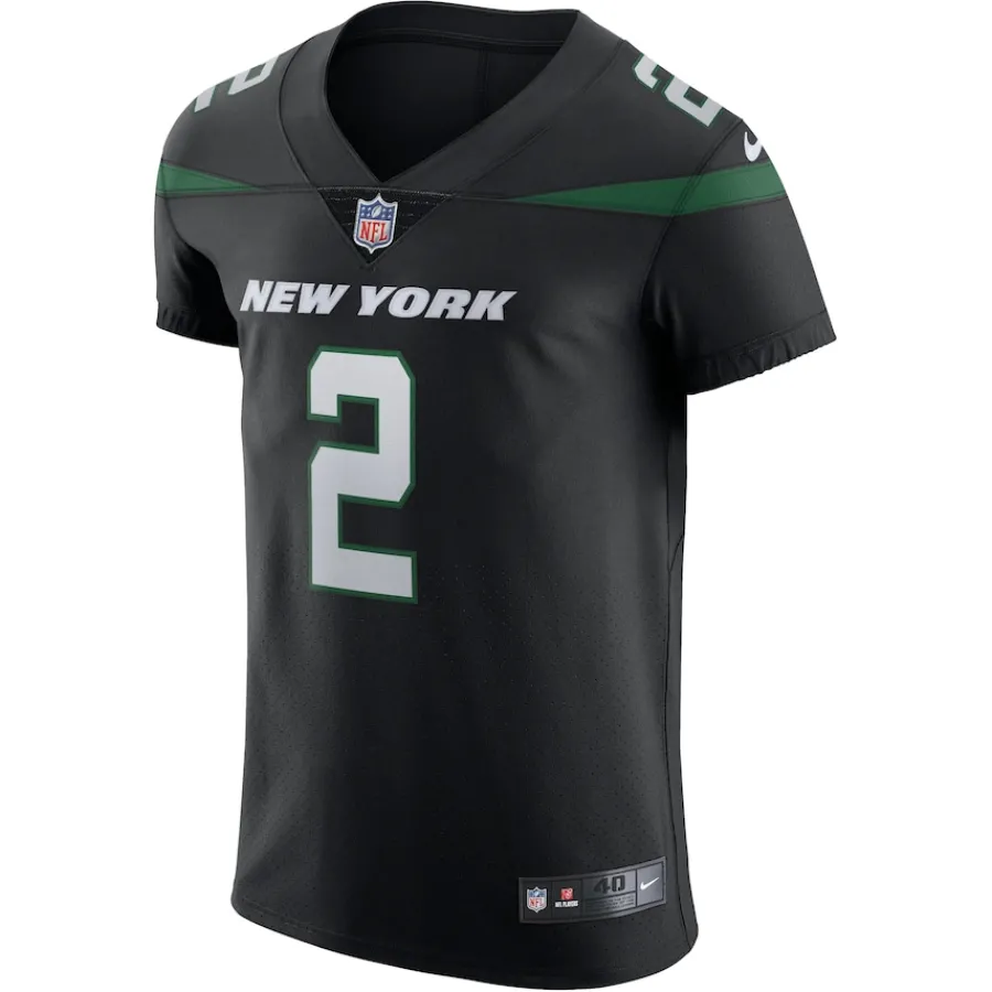 New York Jets Nike Elite^Men's Nike Zach Wilson Stealth Black Vapor Elite Jersey