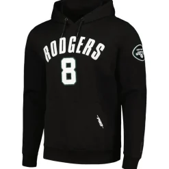 New York Jets Sweatshirts & Fleece | Men^Men's Pro Standard Aaron Rodgers Black Player Name & Number Pullover Hoodie