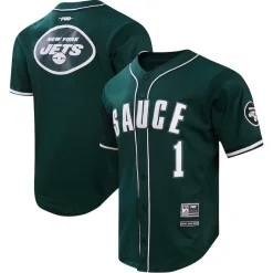 New York Jets Sweaters & Dress Shirts^Men's Pro Standard Ahmad Sauce Gardner Green Mesh Button-Up Baseball Jersey