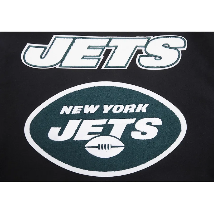 New York Jets Jackets^Men's Pro Standard Black Mash Up Full-Zip Varsity Jacket
