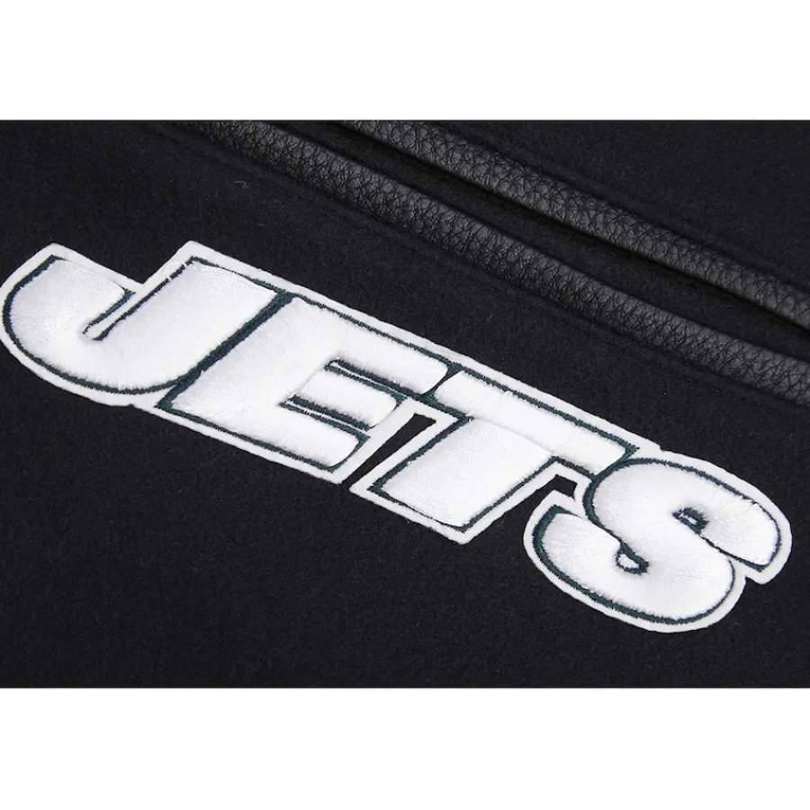 New York Jets Jackets^Men's Pro Standard Black Mash Up Full-Zip Varsity Jacket