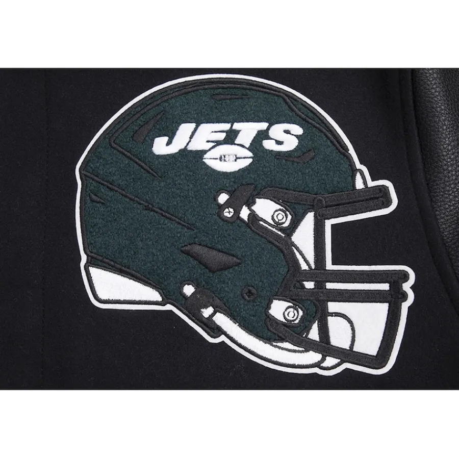 New York Jets Jackets^Men's Pro Standard Black Mash Up Full-Zip Varsity Jacket