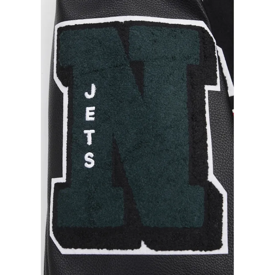 New York Jets Jackets^Men's Pro Standard Black Mash Up Full-Zip Varsity Jacket