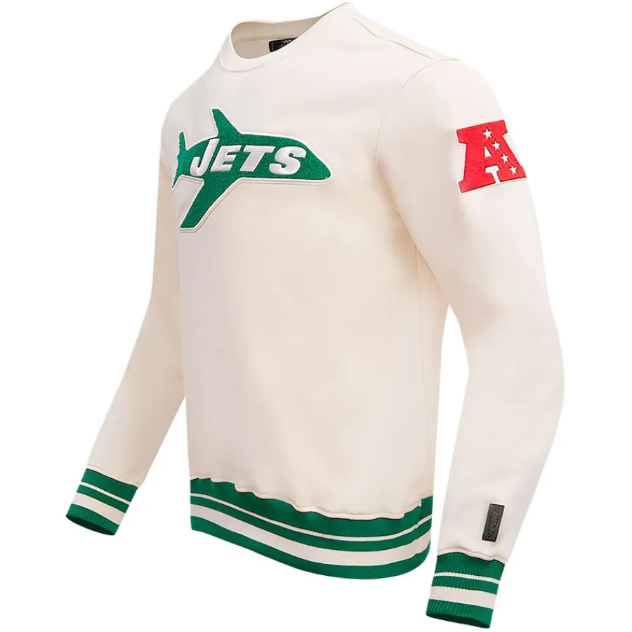 New York Jets Sweatshirts & Fleece | Men^Men's Pro Standard Cream Retro Classics Fleece Pullover Sweatshirt