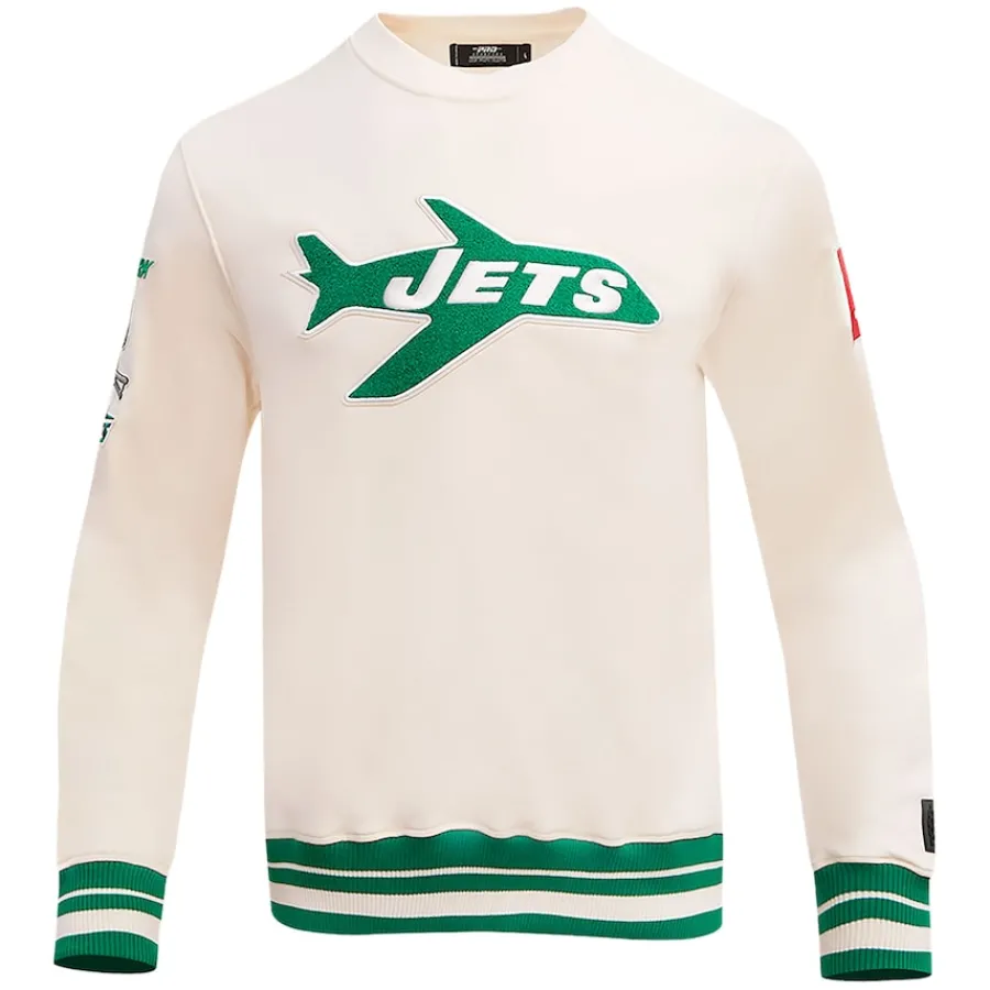 New York Jets Sweatshirts & Fleece | Men^Men's Pro Standard Cream Retro Classics Fleece Pullover Sweatshirt
