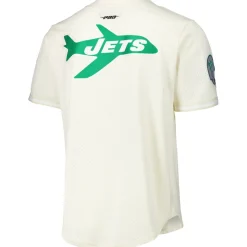 New York Jets Sweaters & Dress Shirts^Men's Pro Standard Cream Retro Classic Mesh Button-Up Shirt