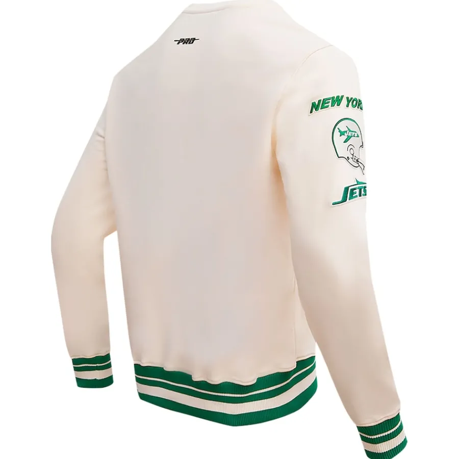 New York Jets Sweatshirts & Fleece | Men^Men's Pro Standard Cream Retro Classics Fleece Pullover Sweatshirt