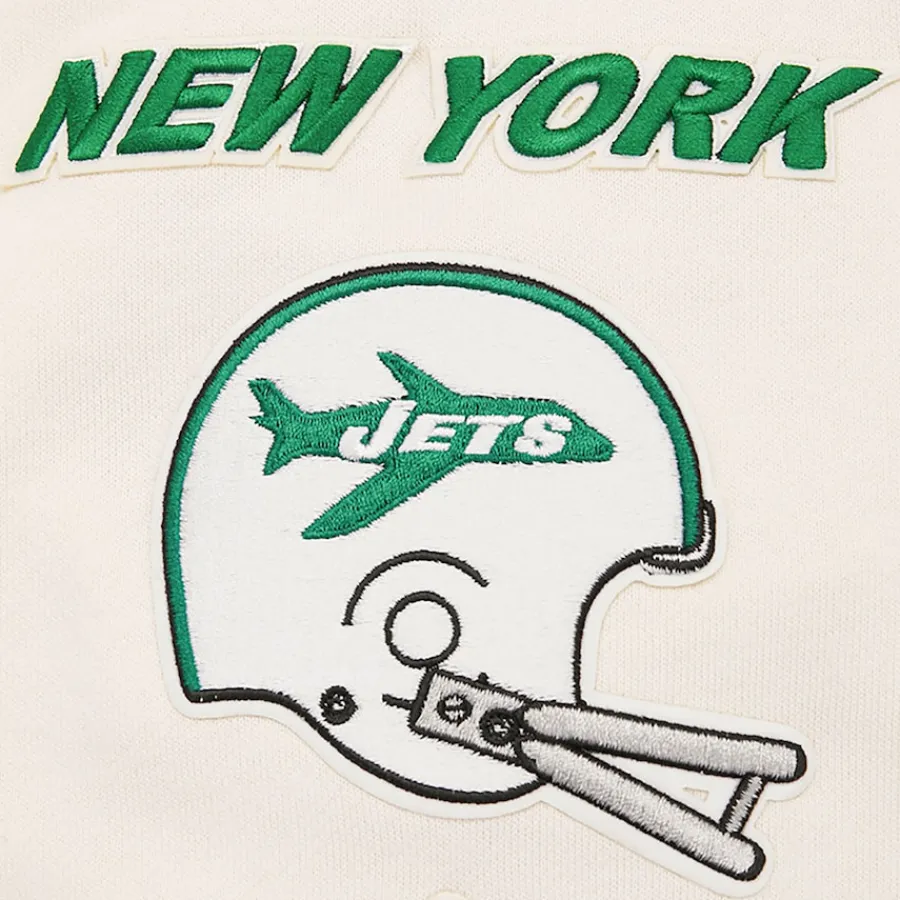New York Jets Sweatshirts & Fleece | Men^Men's Pro Standard Cream Retro Classics Fleece Pullover Sweatshirt