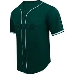 New York Jets Sweaters & Dress Shirts^Men's Pro Standard Green Triple Tonal Mesh Button-Up Shirt