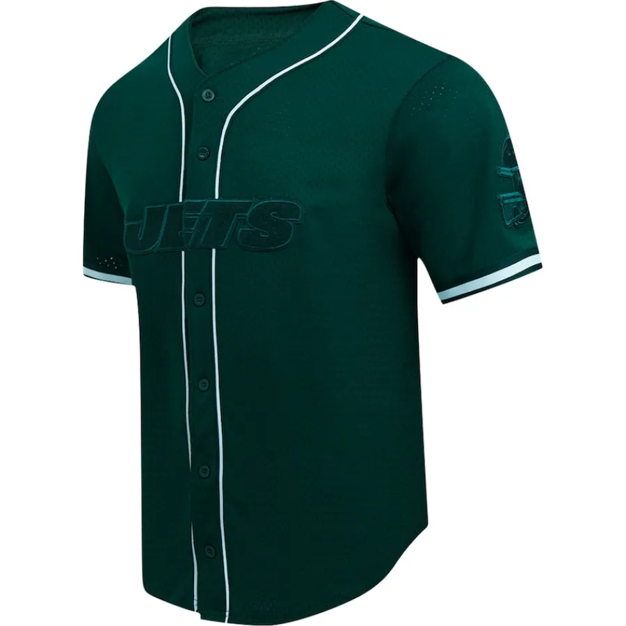 New York Jets Sweaters & Dress Shirts^Men's Pro Standard Green Triple Tonal Mesh Button-Up Shirt
